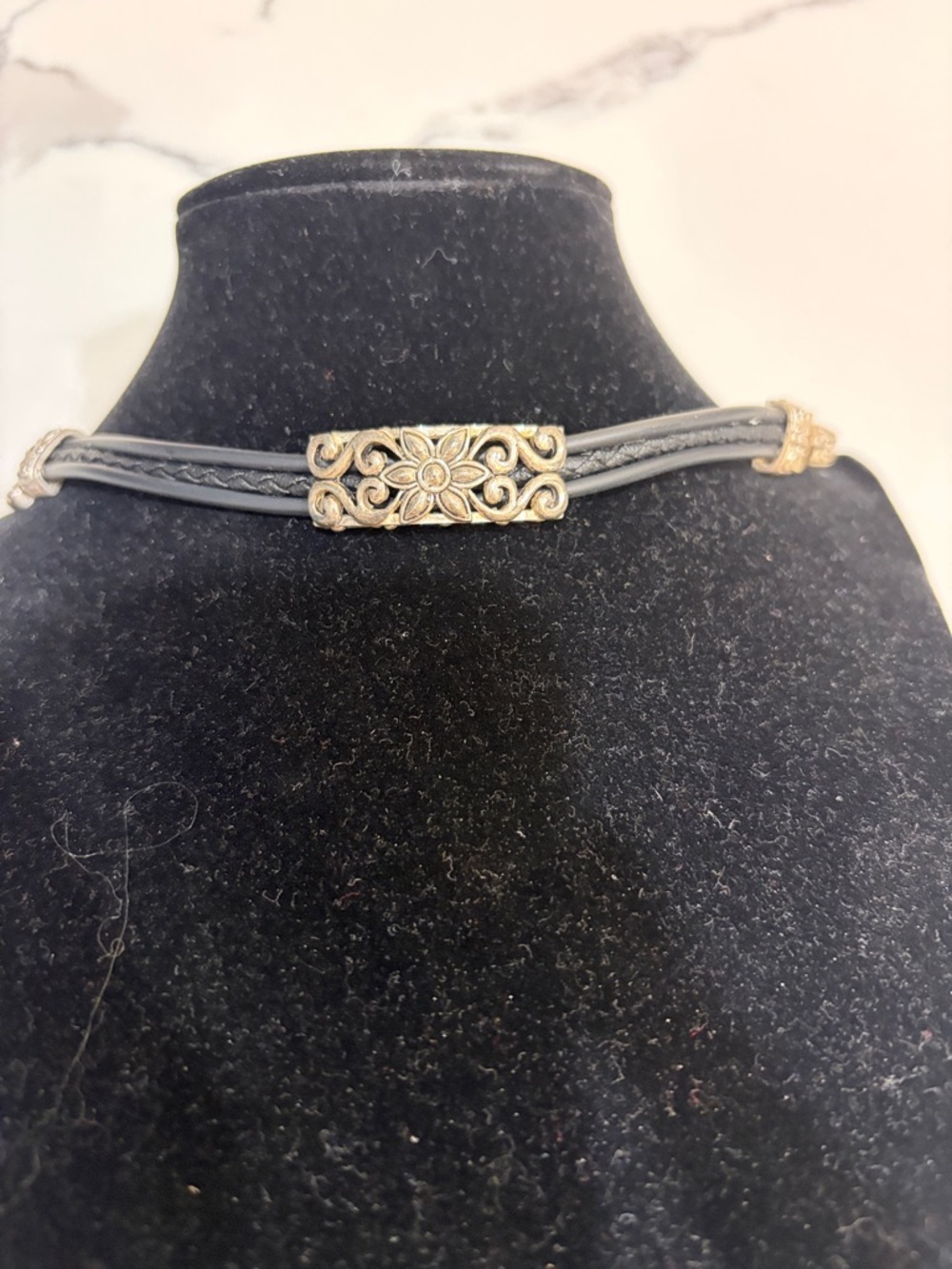 Silver and black bracelet